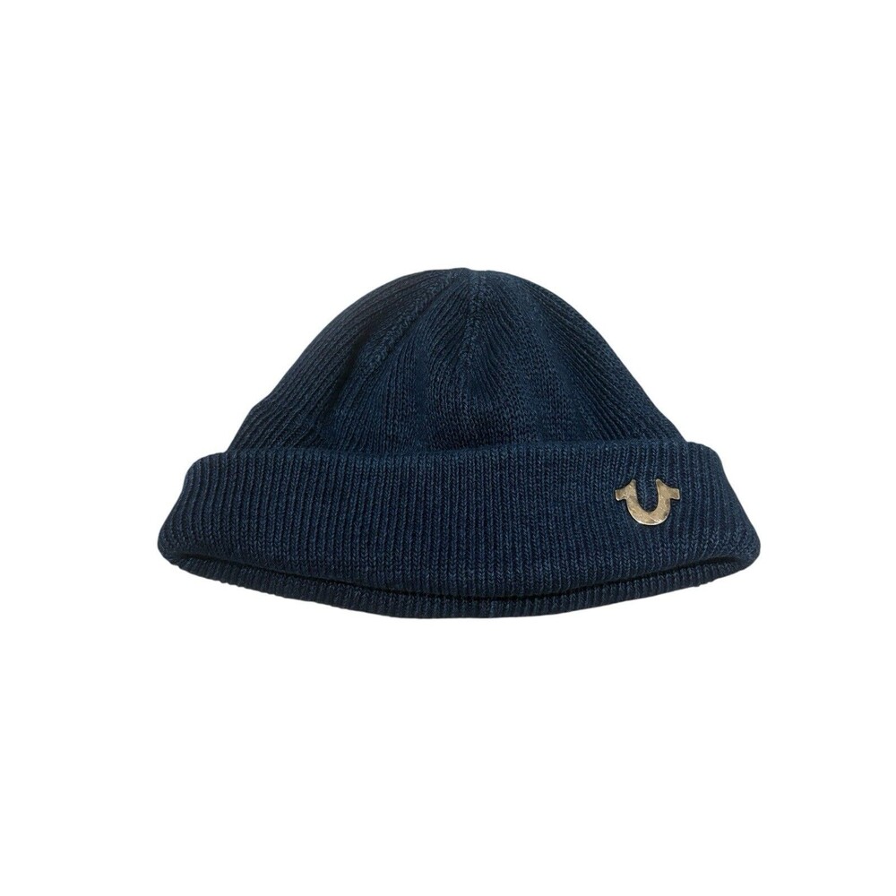 True Religion Dark Blue Cuffed Winter Knit Beanie